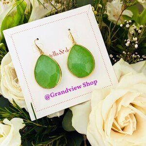 💜 Stella & Dot Jade Serenity Drop Earrings Gold